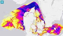 Kort over AIS data for fiskeskibe 2014